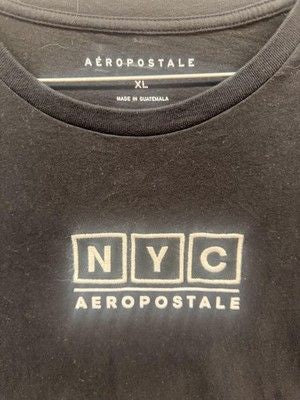 Aeropostale Shirt Mens XL Black NYC Graphic Logo Tee Cotton Casual Short Sleeve 1