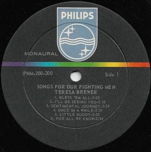 Teresa Brewer Songs For Our Fighting Men Vinyl LP Record Used 3