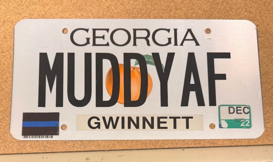 Georgia Gwinnett License Plate MUDDY AF – Expired Authentic Tag Funny Reference