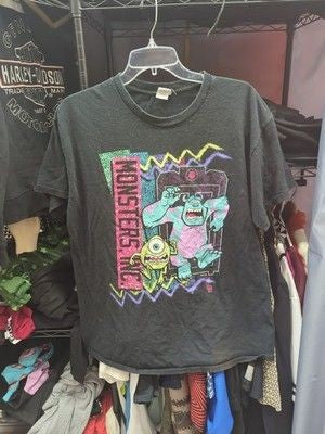 Disney Pixar Monsters Inc Neon Graphic Adult Large T-Shirt Sully Mike Retro 2