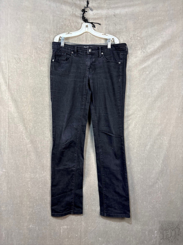 Women's Black Denim Jeans Mid-Rise Straight Fit Size 6/28R