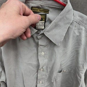 Bruno Shirt Mens Medium Gray Striped Short Sleeve Button Up Sueded Microfiber Pr 5