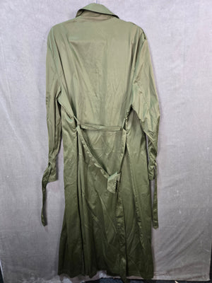 Military Style Olive Green Double Breasted Belted Trench Coat Size M 3