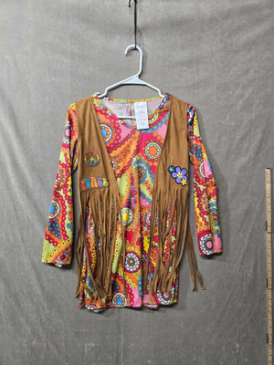 Forum Novelties Hippie Costume Dress Fringe Vest 60s 70s Groovy Peace Size L 1