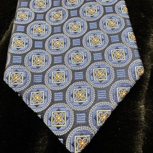 Cremieux Tie Mens Classic Blue Geometric Silk Handmade In USA Luxury Necktie 2