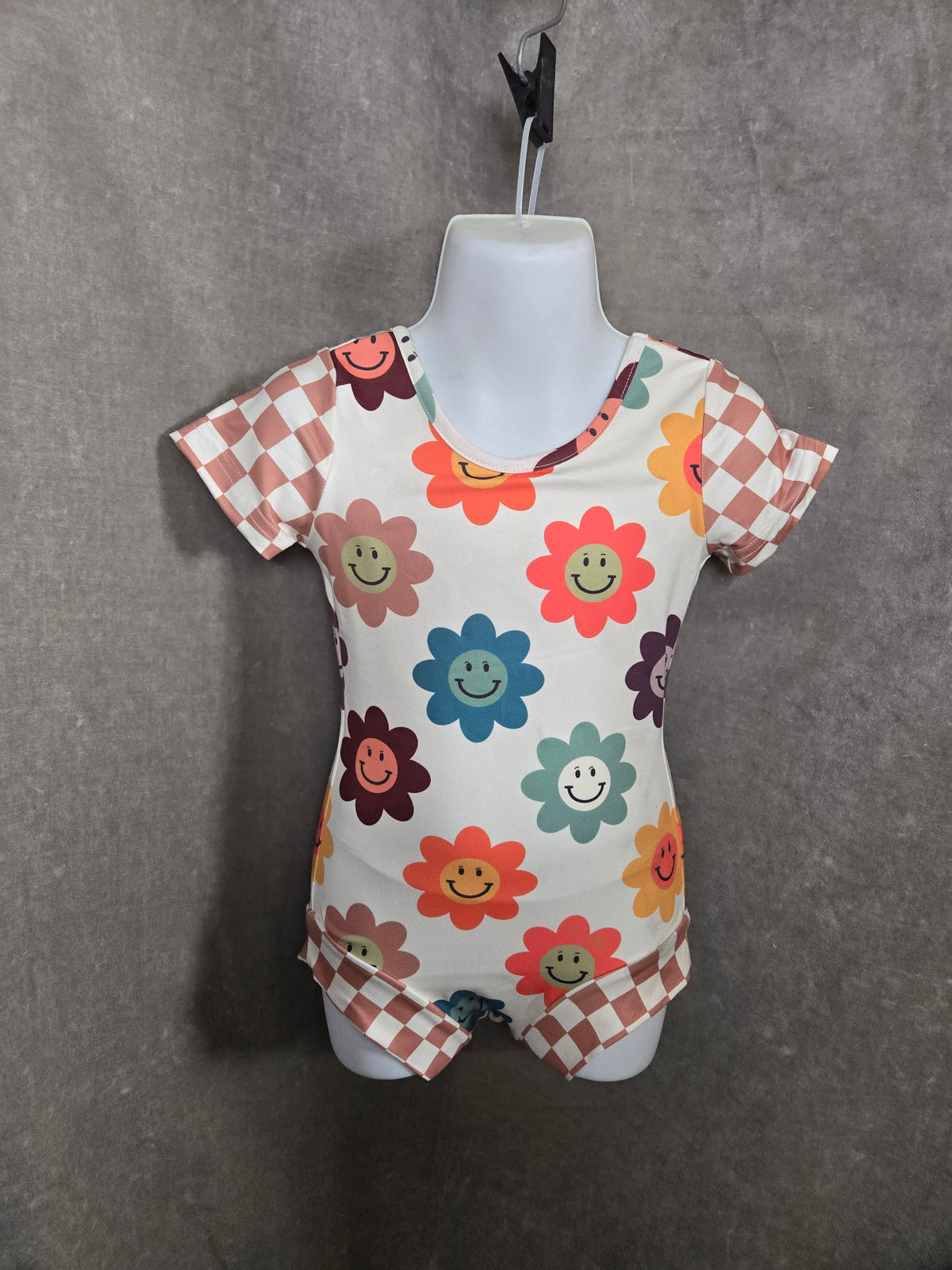 Retro Smiley Flower LeoLuvs Girls Multicolor Leotard Size 2T NWT