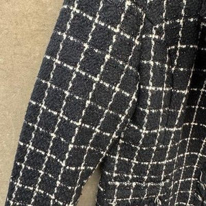 Connie's Moon Light Coat Womens Medium Black White Tweed Fringe Made USA CT1023 4