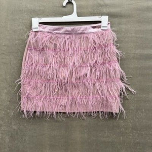 Missguided Skirt Womens Medium Feather Mini Party Statement UK 10 US 6 EUR 38 3