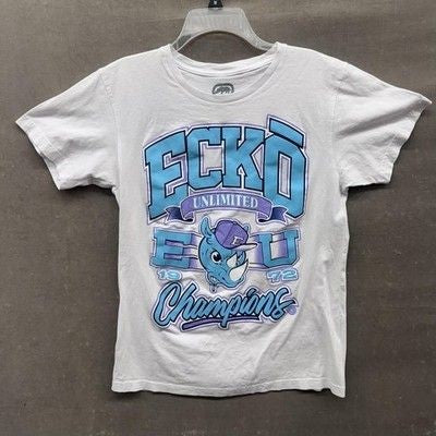 Ecko Unltd Shirt Mens Medium Cartoon Rhino Graphic Hip Hop Tee Pre-Owned Good
