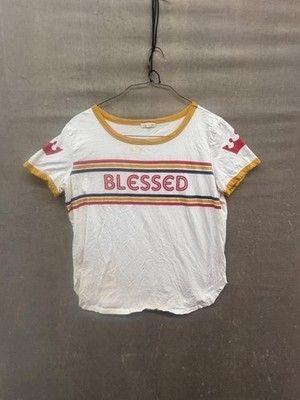 Desiree Womens Shirt 1X White Yellow Ringer Blessed Graphic Tee Pre-Owned Good 1