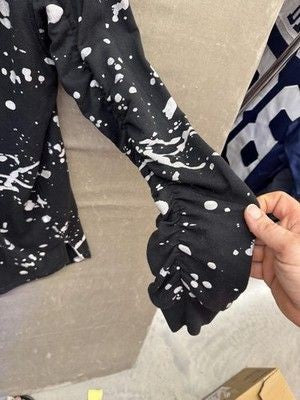 Encrypted Hoodie Mens XL Distressed Bleach Splatter Ripped Denim Pullover Pre-Ow 5