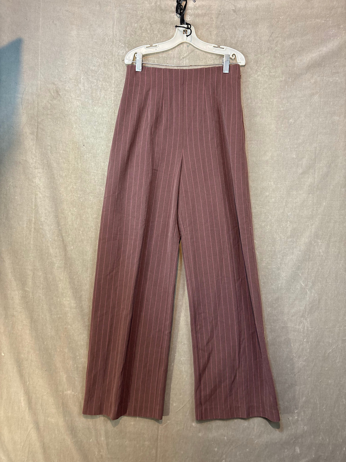 Super Slimmer Wide-leg Dress Pants Burgundy Pink Pinstripes Size 6 Good Conditio