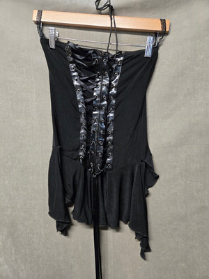 Gothic Vampire Escanté Women's Black Lace Up Corset Top Peplum Size S 1