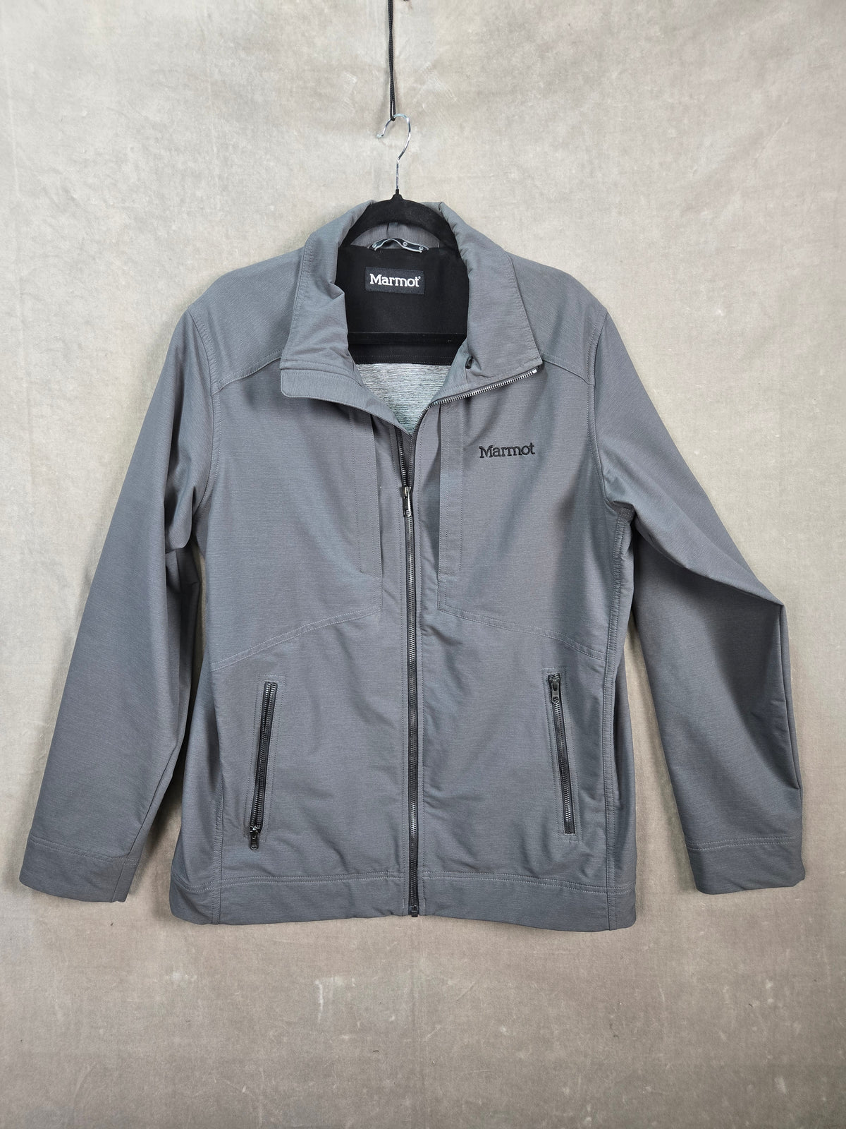 Marmot Men's Gray Softshell Full Zip Jacket Stretch Outdoor Size M