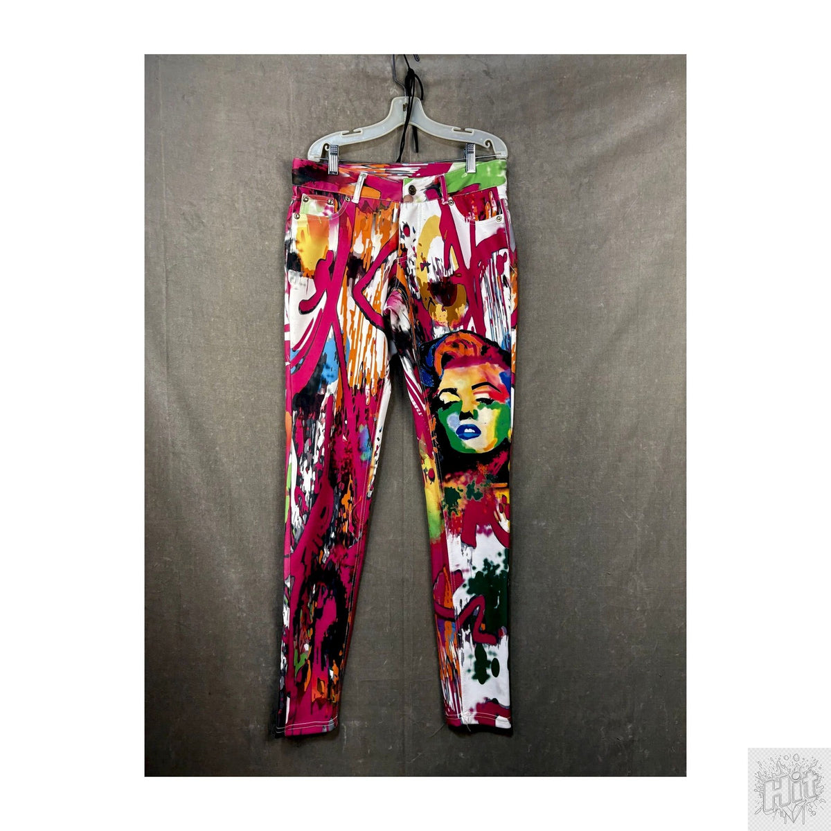 Unbranded Jogger Colorful Graffiti Print Women Pants Pockets Stretch Pre-Owned