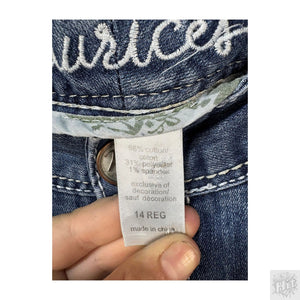 Maurices Bootcut Women's Jeans Size 14 Medium Wash Contrast Stitching 3