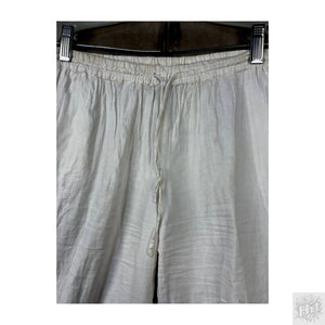White Linen Drawstring Wide-Leg Pants with by Firefly Basics Size M 3