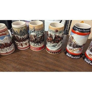 Vintage Beer Mugs - Lot of 13 Budweiser Steins - Christmas Clydesdales 5