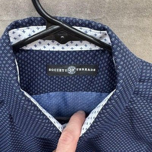 Society of Threads Mens Shirt Large Blue Geometric Print Button Up Long Sleeve P 4