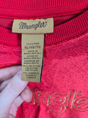 Wrangler Women's Red Embroidered Long Sleeve Crew Neck Sweatshirt Size XL 2