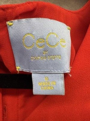 CeCe Cynthia Steffe Dress Red Ruffle Sleeveless V Neck Womens 0 Pre-Owned Good 5