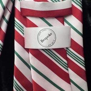 Bespoke Neck Tie Mens Classic Red Green White Striped Holiday Christmas Formal 4