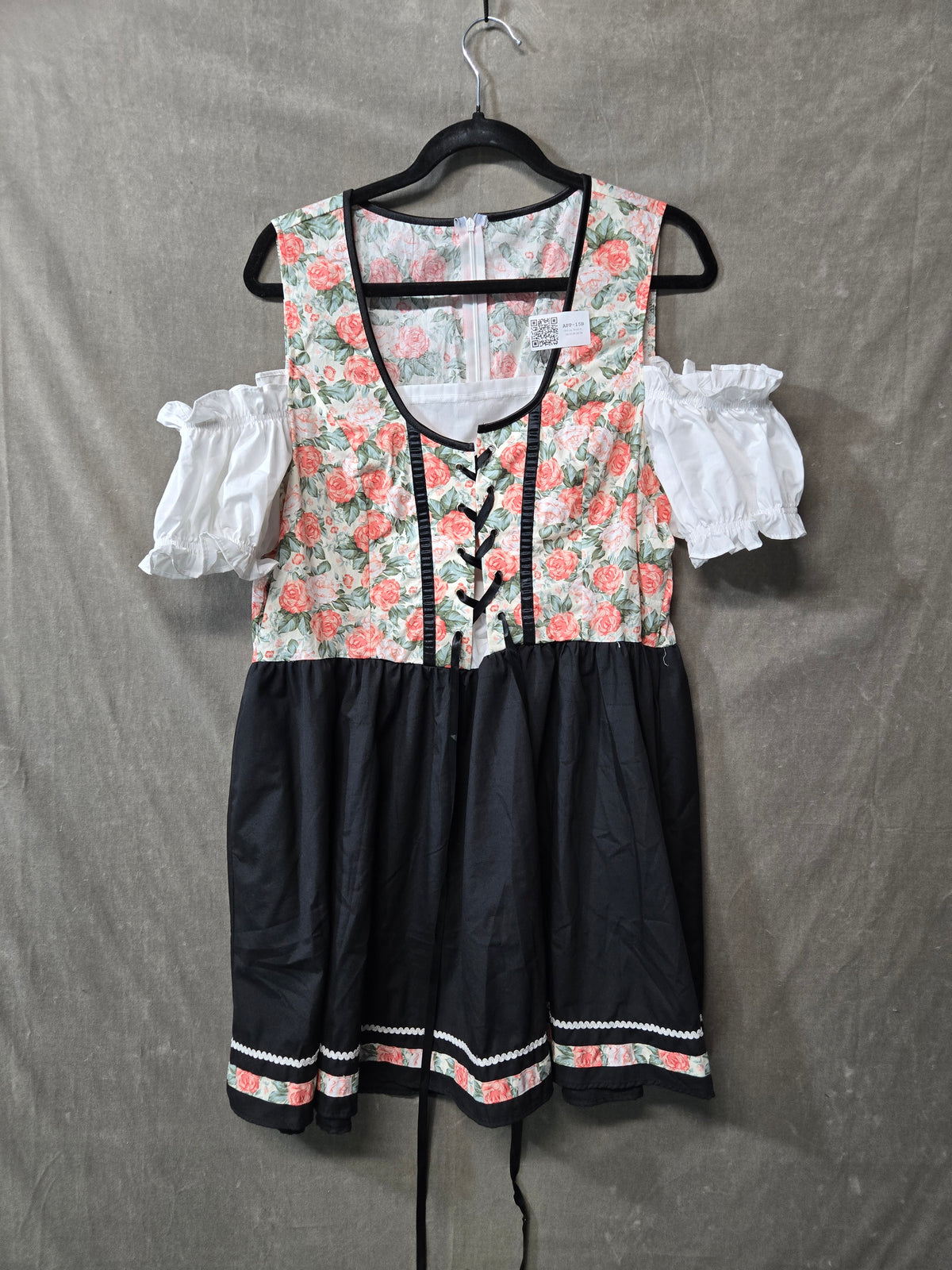 Women's Oktoberfest Dirndl Dress Costume Bavarian German Floral Lace Up Puff