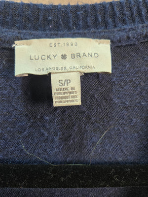 Lucky Brand Women's Navy V-Neck Long Sleeve Pullover Sweater Size S/P 2