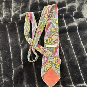 Brandini Tie Mens Abstract Swirl Pattern Silk Necktie Vintage 90s Pre-Owned Good 3