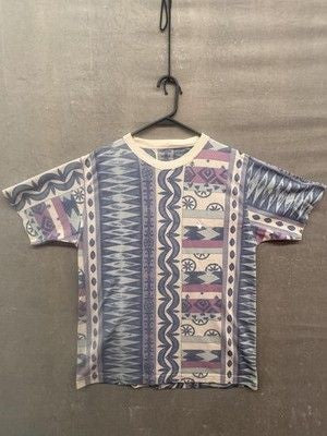Playboy Shirt Mens Large Blue Beige Aztec Southwestern Print Pre-Owned Excellent 5