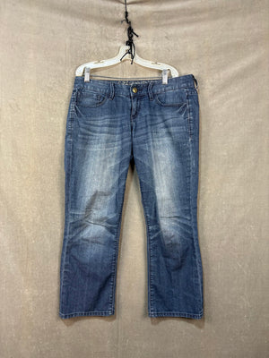 Express Jeans Women Bootcut Medium Wash Blue Size 9 Pre-Owned Distressed 1