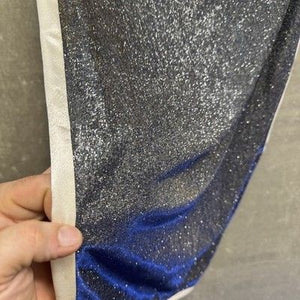 12tweln Womens Skirt Large Blue Black Metallic Glitter Velvet Midi Lined Slit Pr 5