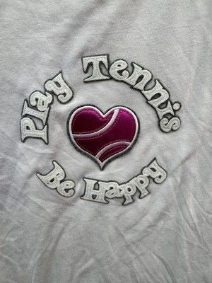 Tennis Karma Tank Top Womens Medium Play Tennis Be Happy Athletic Sleeveless Shi 3