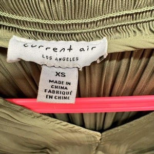 Current Air Dress Womens XS Green Pleated Long Sleeve Smocked Waist Ruffle Midi 2