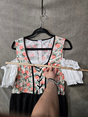 Women's Oktoberfest Dirndl Dress Costume Bavarian German Floral Lace Up Puff 5