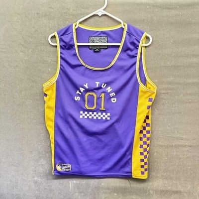 Stay Tuned Shirt Mens Medium Checkered Authentic Jersey Tank Top 01 Basketball