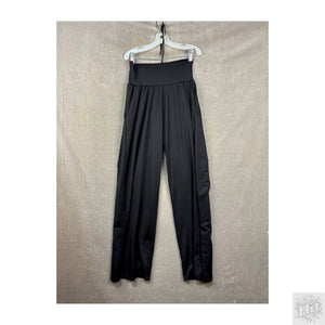 Black Wide-Leg Dress Pants with Elastic Waist and Pockets 1