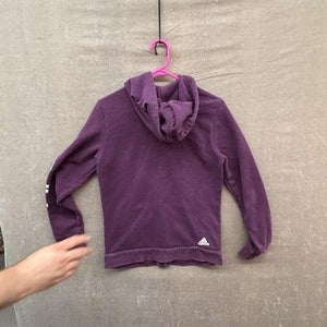Adidas Hoodie Youth Small Purple Full Zip Sleeve Logo Athletic Sweatshirt 3