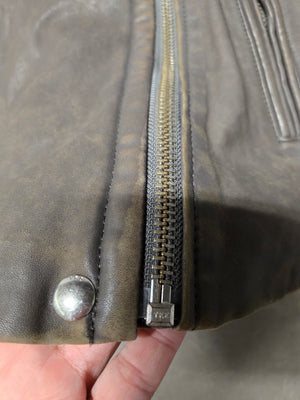 IRO Han Leather Moto Biker Jacket Distressed Gray Asymmetric Zip Women's Size 40 3
