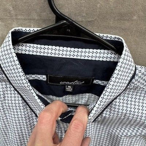Coastal Shirt Mens XL White Blue Pattern Button Up Long Sleeve Modern Casual 5
