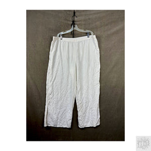 Spendid White Wide-Leg Cropped Pants with Side Slits, Size XL 1