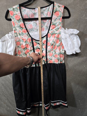 Women's Oktoberfest Dirndl Dress Costume Bavarian German Floral Lace Up Puff 3
