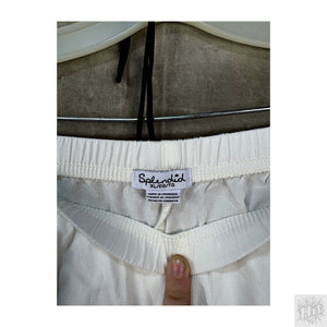 Spendid White Wide-Leg Cropped Pants with Side Slits, Size XL 2