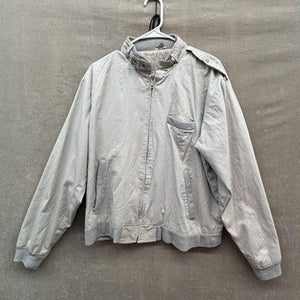 Windbreaker Jacket Mens Large Gray Bomber Full Zip Epaulets Ribbed Hem Pockets 3