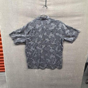 Dockers Shirt Mens Medium Gray Hawaiian Floral Button Up Short Sleeve Casual Pre 5