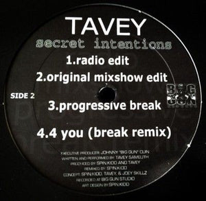 Tavey Secret Intentions For You 12 Inch Vinyl Record Used 3