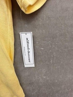 Alfred Dunner Sweater Womens Large Yellow Santa Clara Short Sleeve Pointelle 4