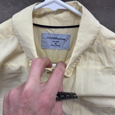 Croft & Barrow Shirt Mens Medium Yellow Short Sleeve Button Up Pocket Pre-Owned
