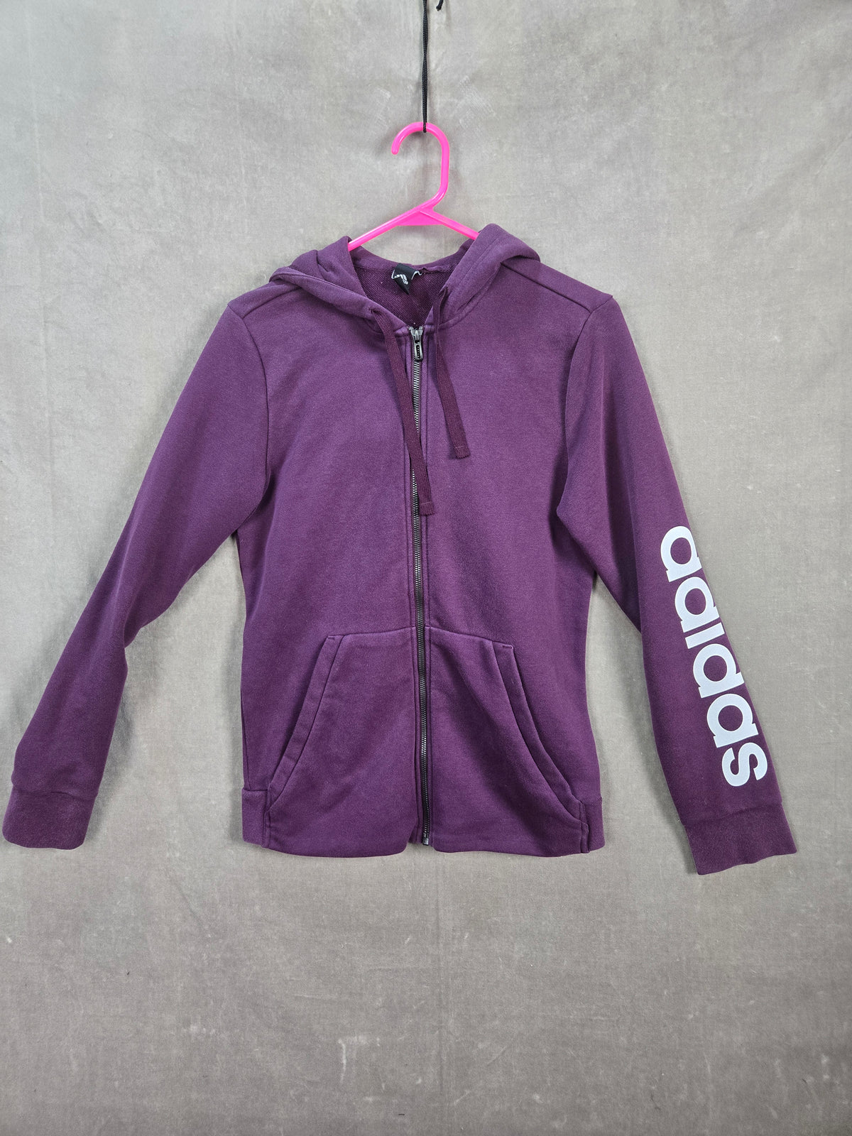 adidas Women's Purple Full Zip Logo Hoodie Sweatshirt Size L