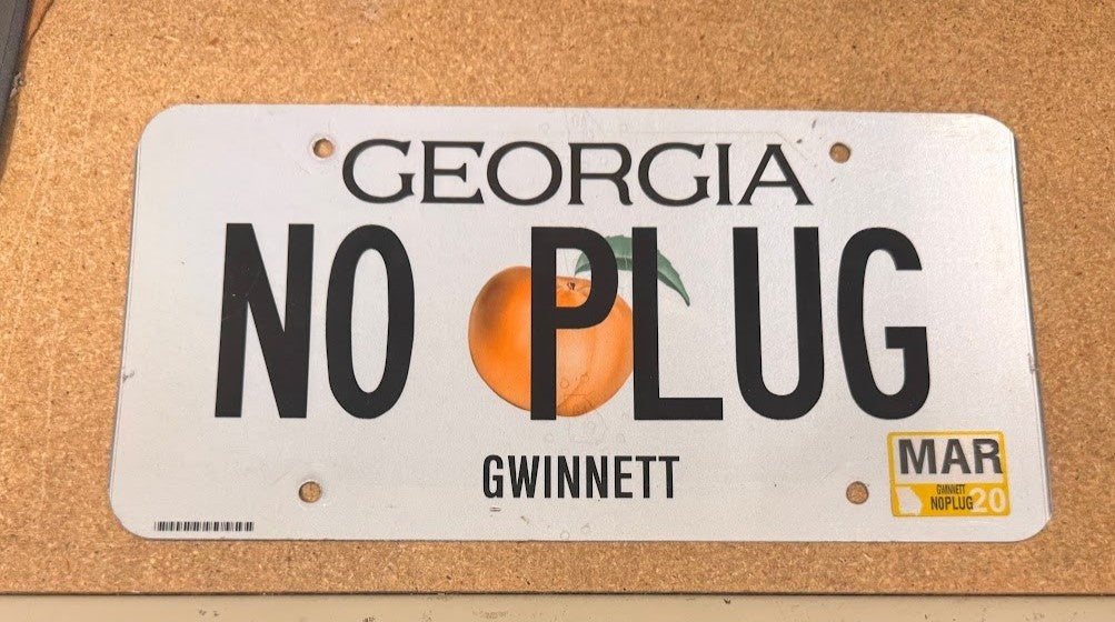 Georgia Gwinnett License Plate NO PLUG – Expired Authentic Tag – Funny Reference